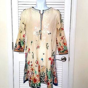 J. Jamshed Beautiful Yellow Printed Embroidered Kurti